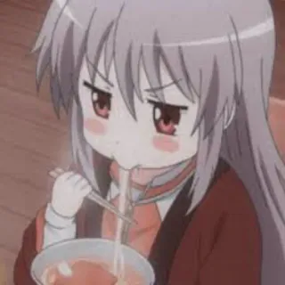 🥢 Аниме, Ребенок, Еда, Чиби, Кавай, Ест, Лапша telegram sticker