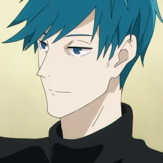 🥂 anime, tóc xanh, đẹp trai, nam, chân dung telegram sticker