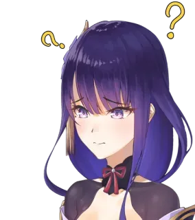 ❓ Raiden Shogun Genshin Impact Anime, Videojuego, Personaje, Lindo, Signo de interrogación, Confundido, Genshin Impact, Raiden Shogun telegram sticker