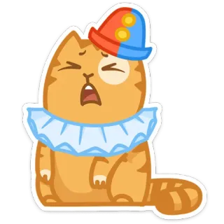 😩 kot, klaun, smutny, zdenerwowany, zwierzę, słodki, naklejka telegram sticker