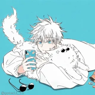 💠 gotail_13 Anime, Gojo, Personaje, Perro, Teléfono whatsapp sticker
