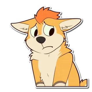 😕 Corgi, Perro, Cachorro, Triste, Lindo, Animal, Dibujo animado telegram sticker