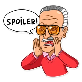 😵 Stan Lee SPOILER! stan lee, marvel, spoiler, comics, comic book creator, comic book writer telegram sticker