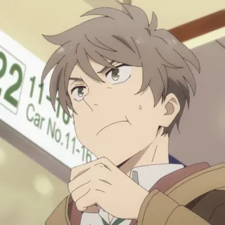 💵 22 Anime, Postać, Kreskówka, Mężczyzna, Stacja kolejowa, Czekanie telegram sticker