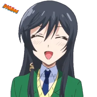 😃 gái anime, dễ thương, cười, hoạt hình, vui vẻ, gái telegram sticker