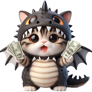🤑 gatto, soldi, cartone animato, animale, carino, drago, dollari telegram sticker