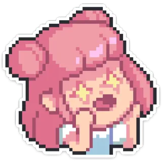 🤩 pixel art, carino, rosa, personaggio, kawaii telegram sticker