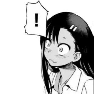 😈 ! Anime, Manga, Dibujos animados, Exclamación, Impactado, Sorprendido, Reacción, Blanco y negro telegram sticker