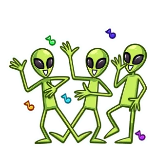 👋 Alien, Tanzen, Musik, Cartoon, Spaß, Party telegram sticker