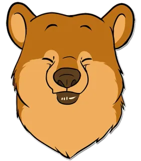 😌 熊, 卡通, 动物, 哺乳动物, 可爱, 开心, 脸 telegram sticker