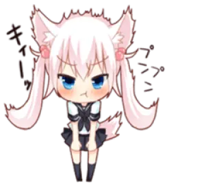 😠 anime, chibi, fox girl, angry, school uniform, cute telegram sticker