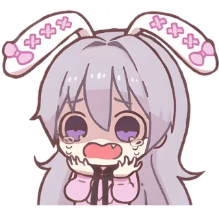 😱 anime, konijntje, huilen, verdrietig, konijn, kawaii telegram sticker