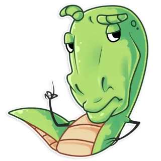 ☝ Desenho animado, Dinossauro, Réptil, Engraçado, Dedo do meio, Gesto telegram sticker