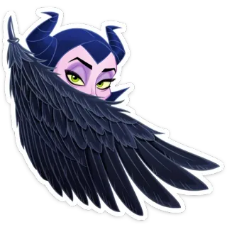 👀 Maleficent ดิสนีย์, ตัวร้าย, เทพนิยาย, ชั่วร้าย, แม่มด, ปีก telegram sticker