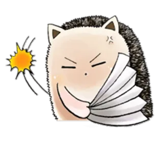 😓 Dessin animé, Hérisson, Animal, Fan, En colère, Expression, Mignon, Kawaii telegram sticker