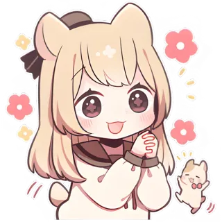 👏 귀여운, 애니메이션, 카와이, 여자, 캐릭터, 동물귀, 만화 telegram sticker