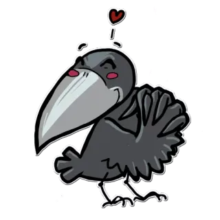 ❤️ ворона, птица, любовь, мультфильм, сердце telegram sticker