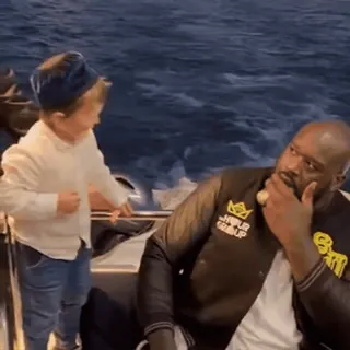 🎈 shaquille o'neal, celebrity, child, sea, luxury, yacht telegram sticker