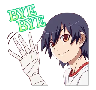👋 BYE BYE 애니메이션, 캐릭터, 안녕, 손 흔들기, 바이, 떠남 telegram sticker