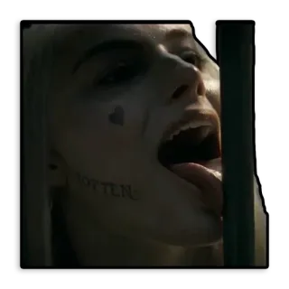 👅 Harley Quinn Suicide Squad Rotten Harley Quinn, Suicide Squad, DC Comics, Margot Robbie, tattoo, villain telegram sticker