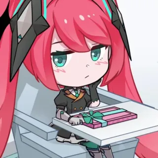 💖 アニメ, 可愛い, ちび, ピンク髪, プレゼント whatsapp sticker