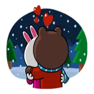 💗 любовь, зима, пара, животные, мультфильм, дружба whatsapp sticker