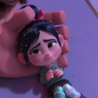 🐽 Vanellope von Schweetz Wreck-It Ralph Desenho animado, Disney, Detona Ralph, Vanellope, Personagem, Triste, Chateado whatsapp sticker