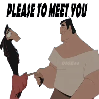 🤝 Kuzco The Emperor's New Groove PLEASE TO MEET YOU ดิสนีย์, การ์ตูน, พบปะ, มิตรภาพ, ทักทาย telegram sticker