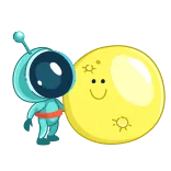 🤗 Alien, Mond, Cartoon, Niedlich, Weltraum, Freundlich telegram sticker