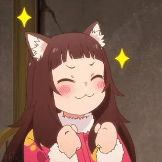 🤩 anime, ragazza gatto, carino, brillantini, kawaii, cartone animato telegram sticker