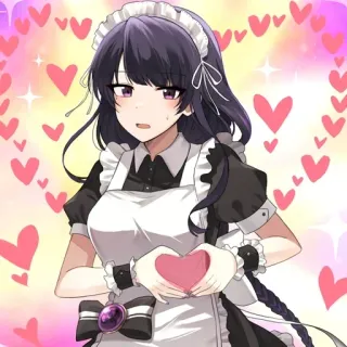 😘 Anime, Pokojówka, Serce, Miłość, Słodkie telegram sticker