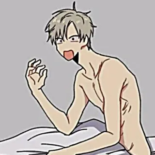 🧸 Аниме, Мужской, Мультфильм, Рисунок, Без рубашки telegram sticker