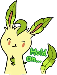 🛑 Leafeon Pokemon Hold On... покемон, лифеон, милый, трава, растение, держать telegram sticker