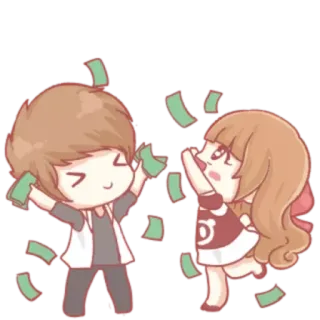 💸 money, cartoon, couple, finance, wealth, success telegram sticker