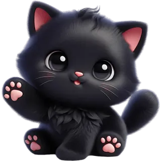 👋 gato, gatinho, gato preto, fofo, animal, animal de estimação, desenho animado whatsapp sticker