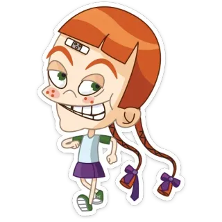 🕺 cartoon, girl, braids, character, sticker, funny telegram sticker