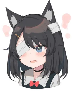 🙈 Anime, Chica gato, Ojo vendado, Sonrojo, Dibujos animados telegram sticker