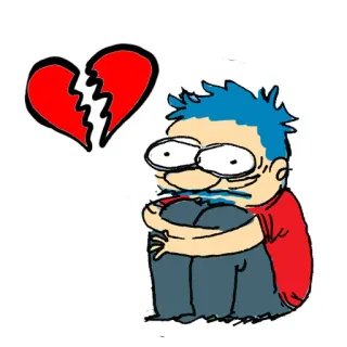 💔 smutny, złamaneserce, kreskówka, pęknięte serce, przygnębiony telegram sticker