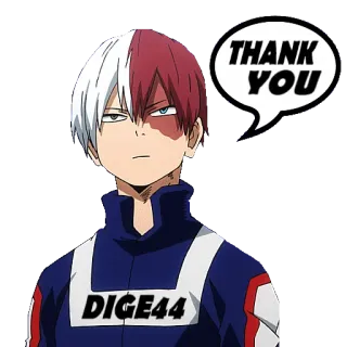 😀 Shoto Todoroki My Hero Academia THANK YOU Anime, Danke, Shoto Todoroki, My Hero Academia, MHA telegram sticker