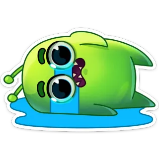 😭 dibujos animados, llorando, personaje, verde, triste, ilustración telegram sticker