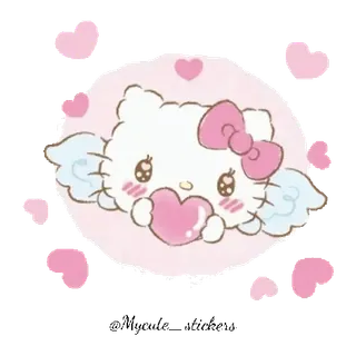 🐱 Hello Kitty hello kitty, kawaii, schattig, hart, roze, cartoon telegram sticker