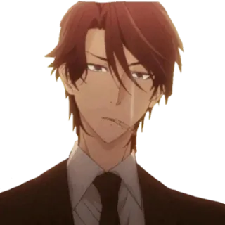 🧊 อนิเมะ, บุหรี่, ผู้ชาย, จริงจัง, สูท telegram sticker