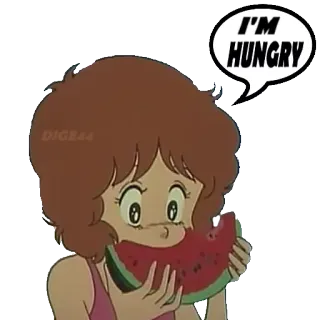 🍇 I'M HUNGRY głodny, jedzenie, arbuz, jedzenie, kreskówka telegram sticker