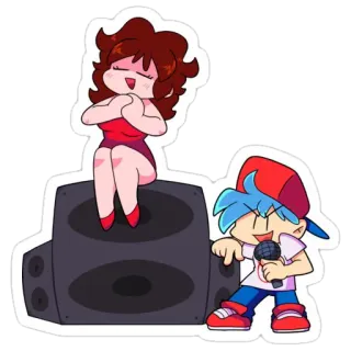 💑 Girlfriend and Boyfriend Friday Night Funkin' friday night funkin, boyfriend, girlfriend, video game whatsapp sticker