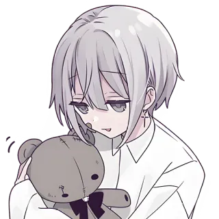 ☺️ anime, sad, boy, teddy bear, cross earrings telegram sticker