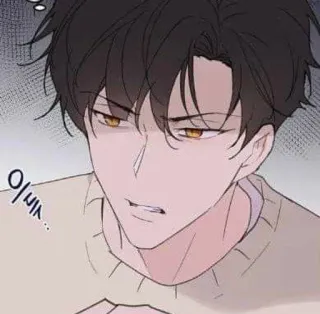 😡 이히힛.. uomo, serio, sguardo truce, stile anime, coreano, cartone animato telegram sticker