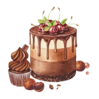 🎂 tarta, postre, chocolate, cupcake, cereza, dulce, comida telegram sticker