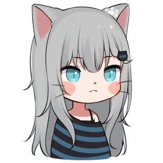 😒 anime, cat girl, kawaii, cute whatsapp sticker