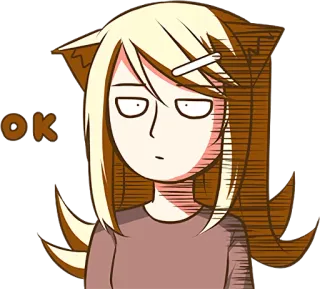 😶 OK 动漫, 卡通, 女孩, 好的, 批准, 可爱, 角色 whatsapp sticker