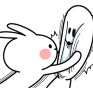 👊 Dibujos animados, Conejo, Fantasma, Abrazo, Lindo, Amigable telegram sticker